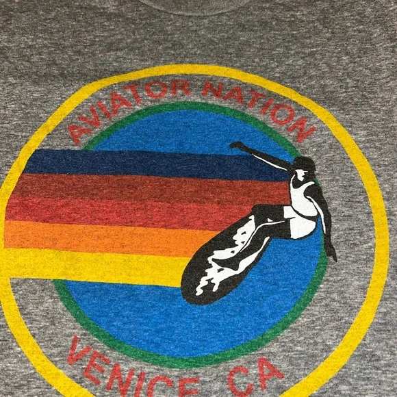 Aviator Nation Signature Gray Tee Venice, California Size Medium - Picture 5 of 8